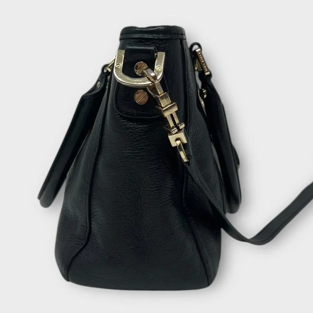 Tory Burch Amanda Mini Satchel Bag Black Pebbled Leather Crossbody